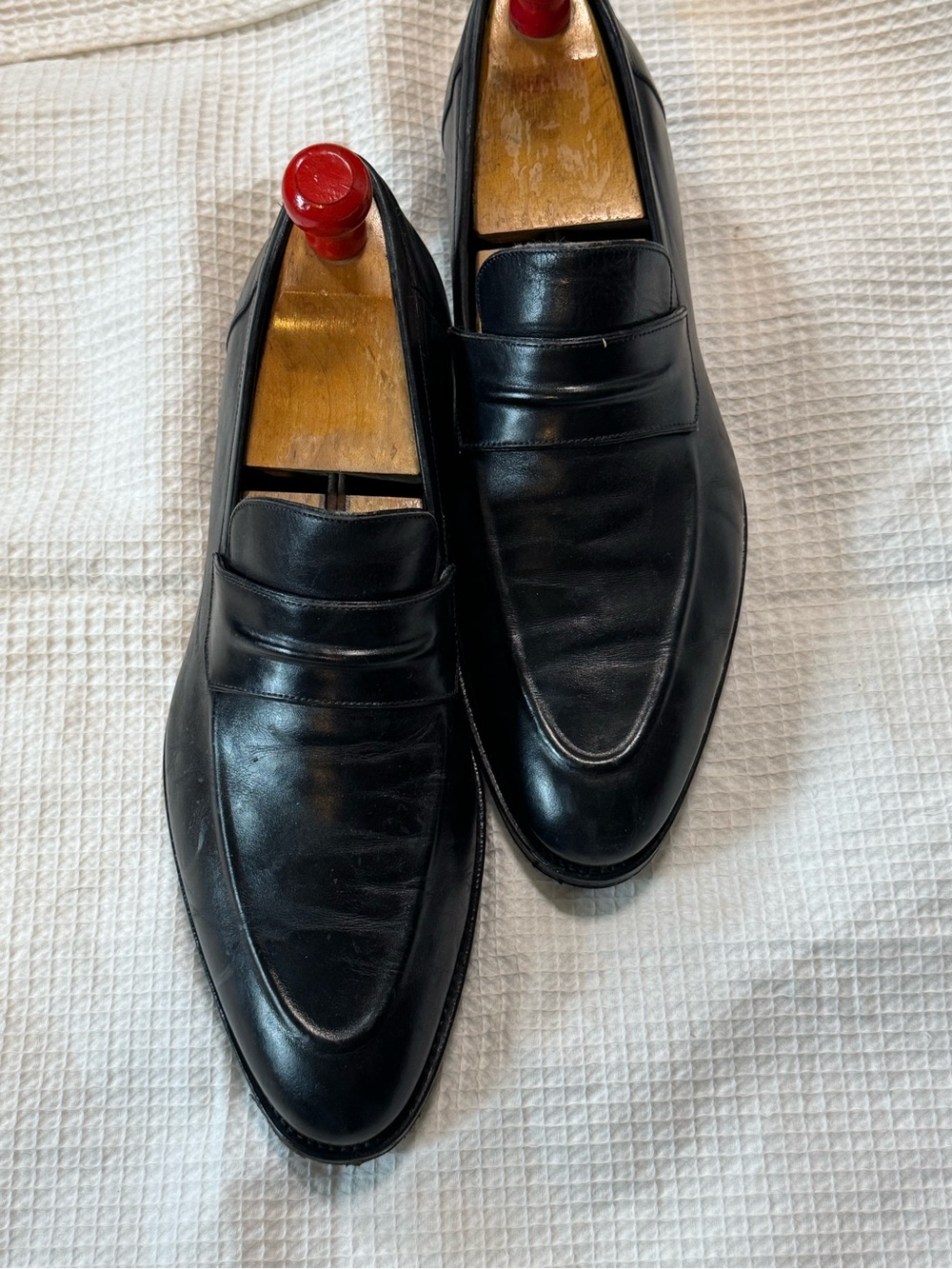 Ermenegildo Zegna made in Italy 9 EE Black Leather Men’s Penny Loafers